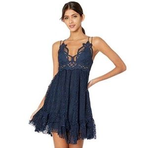 Free People Navy Blue Lace Mini Dress